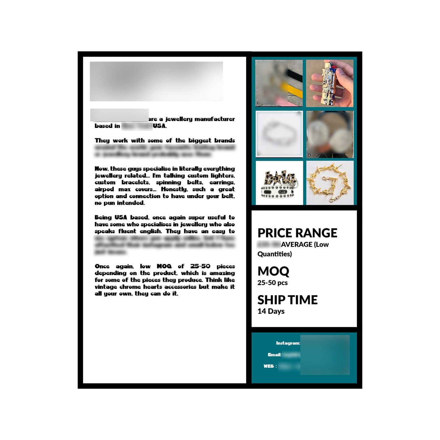 ACCESSORIES AND ITEMS MANUFACTURER LIST