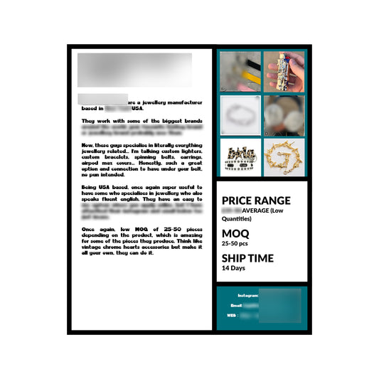 ACCESSORIES AND ITEMS MANUFACTURER LIST