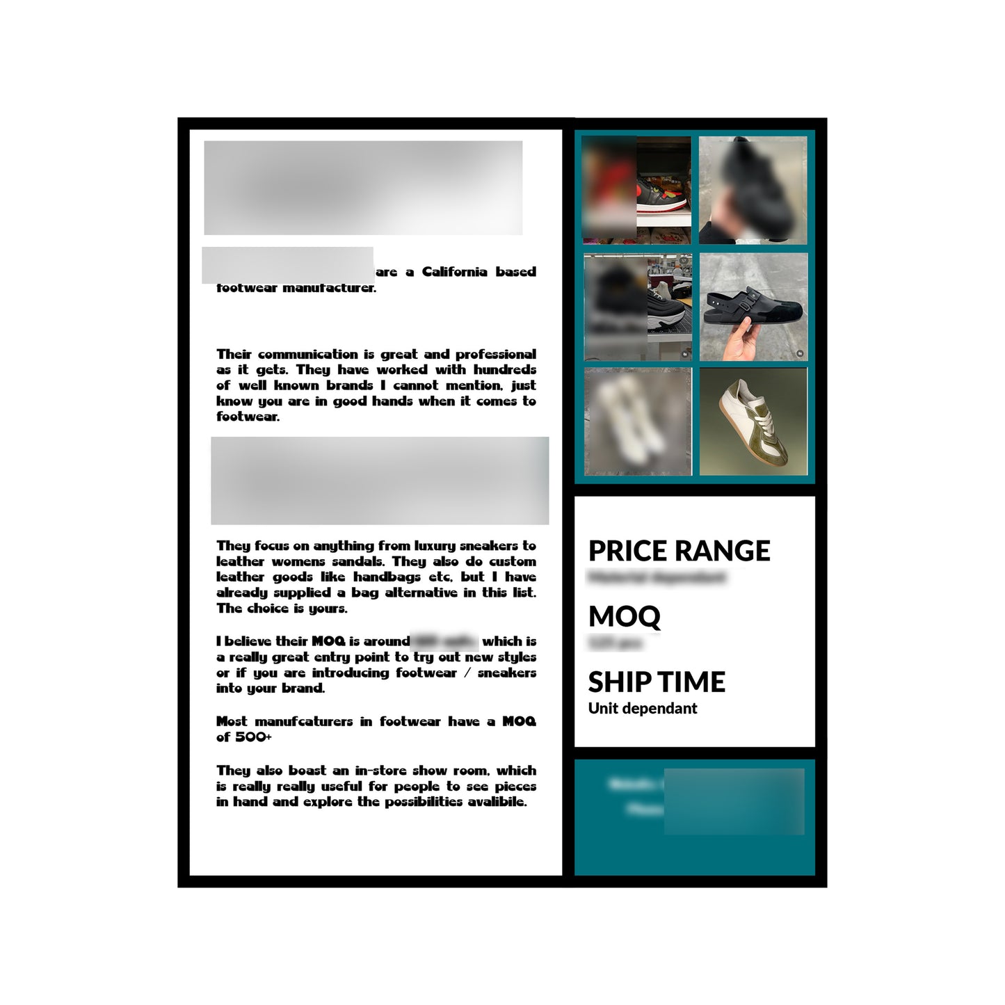 ACCESSORIES AND ITEMS MANUFACTURER LIST