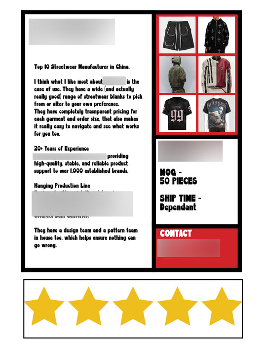 PREMIUM STREETWEAR MANUFACTURER LIST