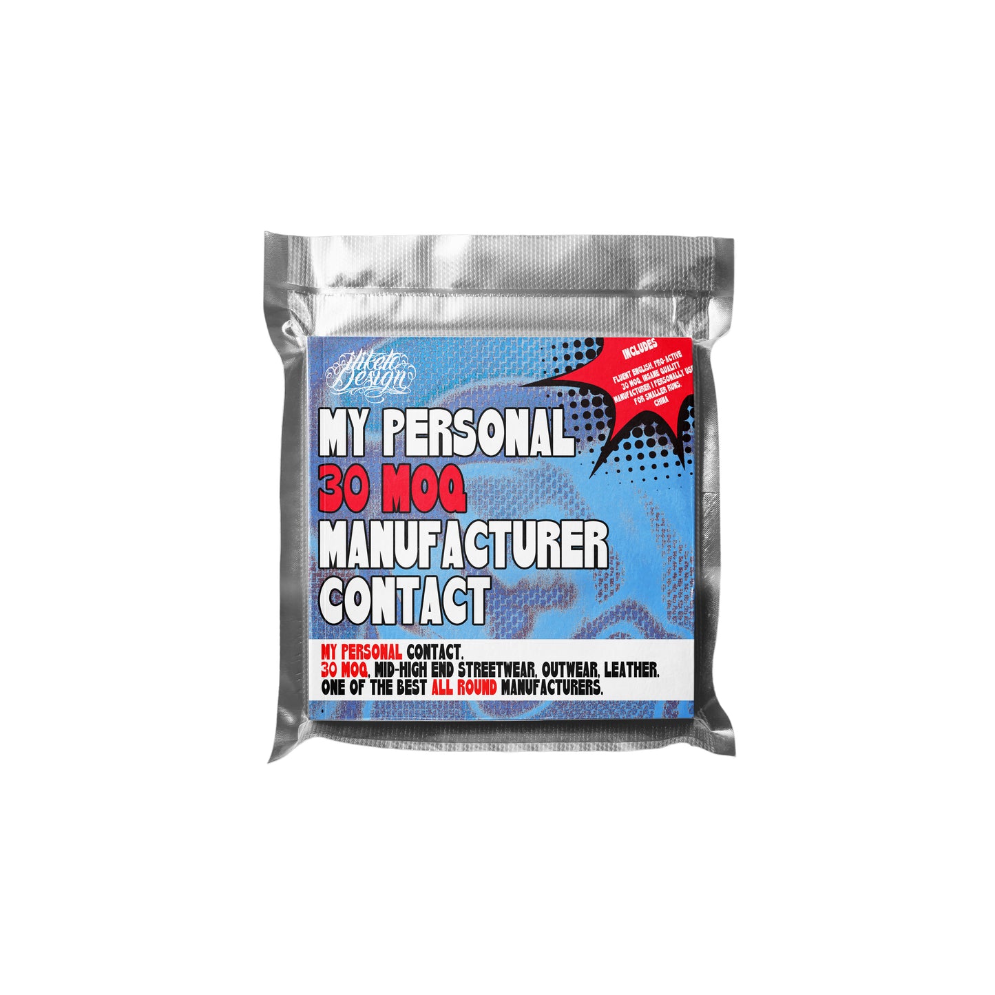 30 MOQ PERSONAL MANUFACTURER CONTACT